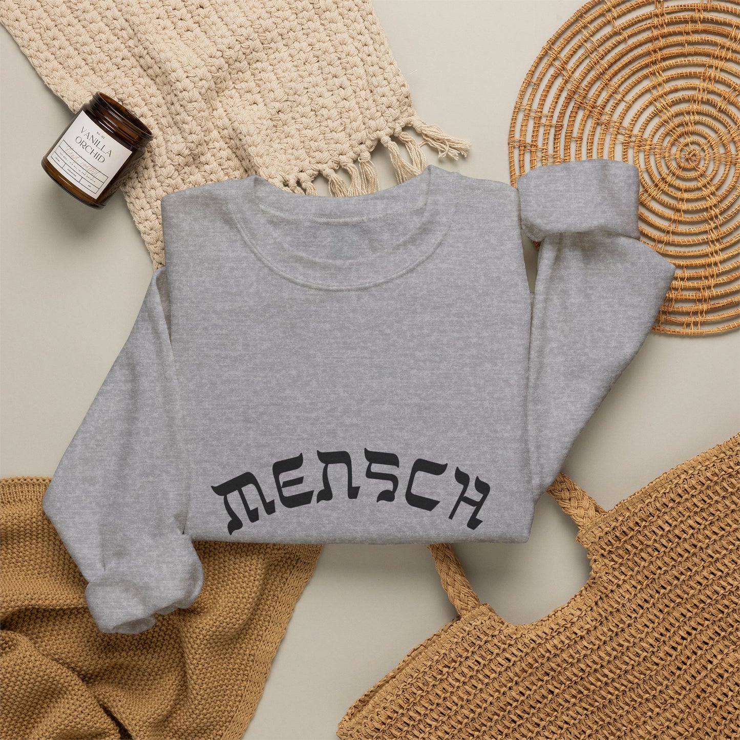 Mensch Sweatshirt, Funny Yiddish Jewish Crewneck, Cute Hebrew Gift, Preppy Jewish Humor
