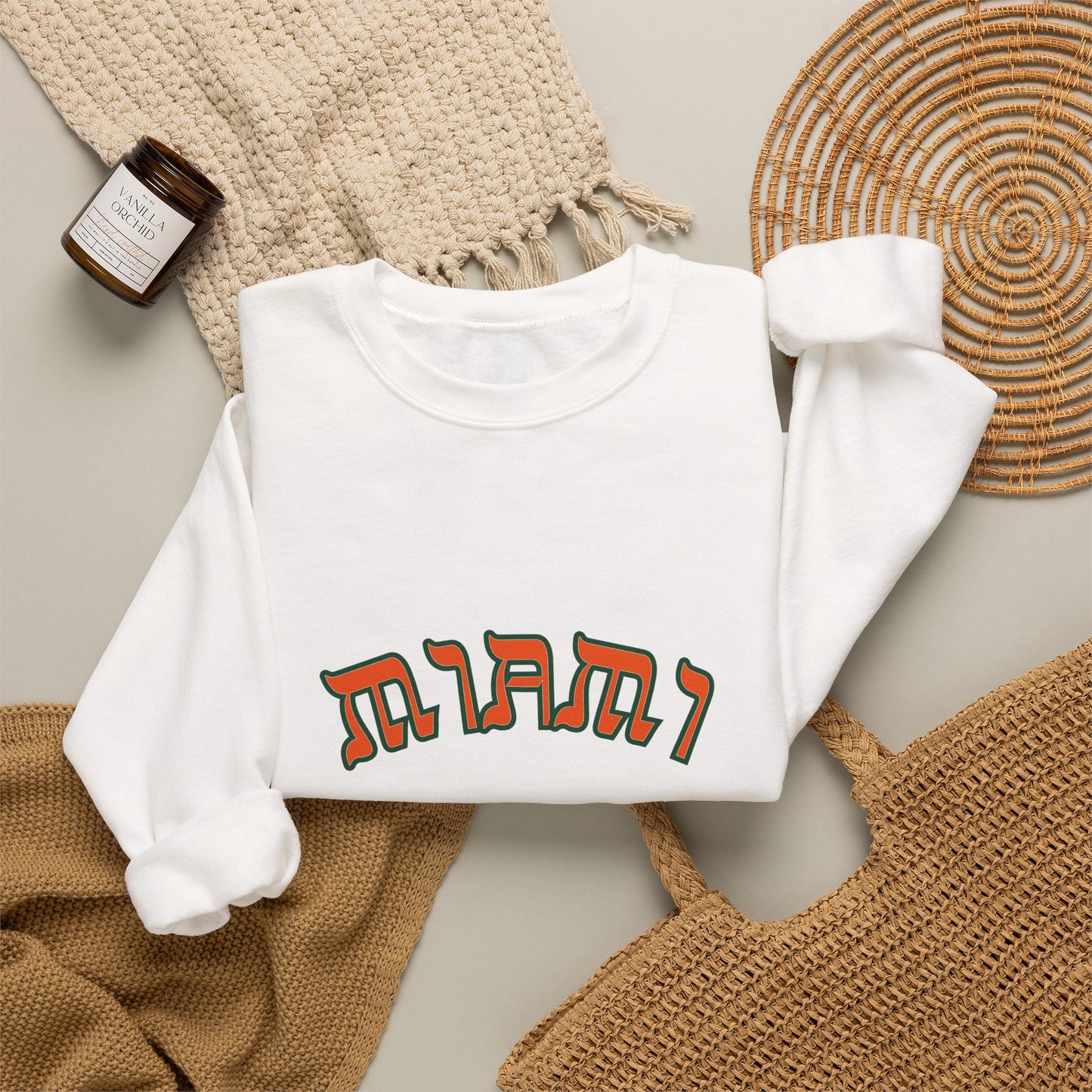 Miami Sweatshirt, Funny Yiddish Jewish Crewneck, Cute Hebrew Gift, Preppy Jewish Humor
