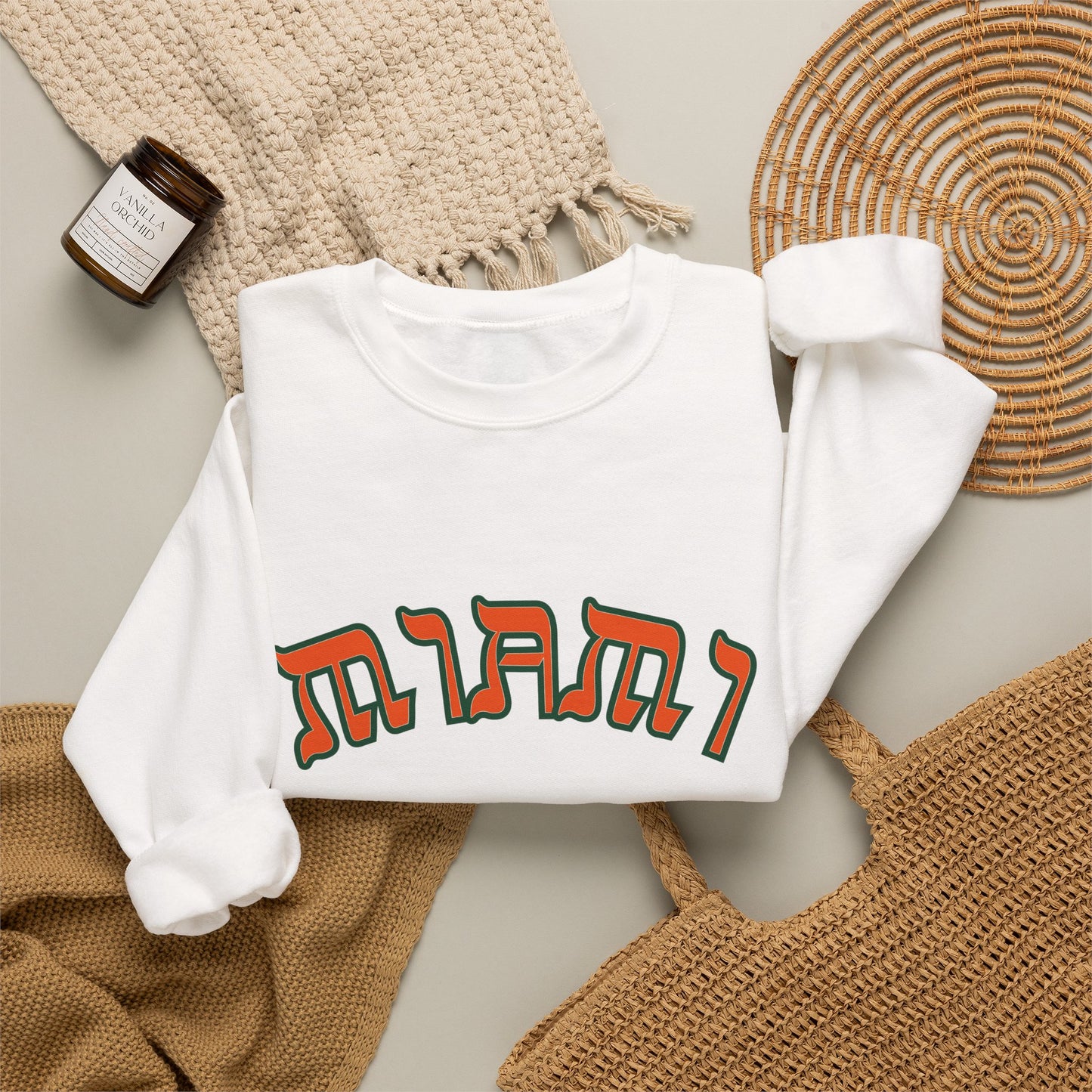 Miami Sweatshirt, Funny Yiddish Jewish Crewneck, Cute Hebrew Gift, Preppy Jewish Humor
