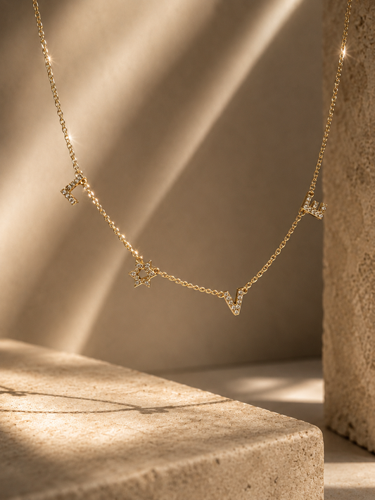 LOVE Necklace with Star of David — Bold