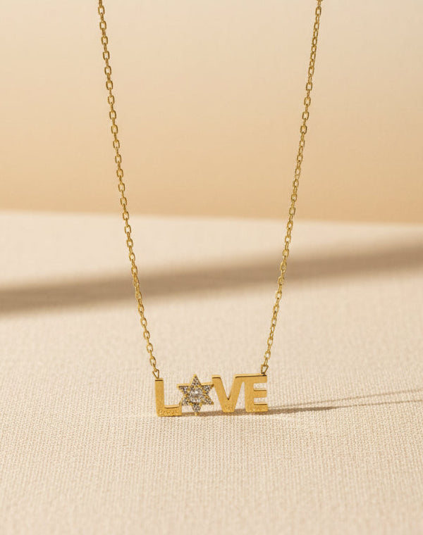 LOVE Necklace with Star of David paired with Am Yisrael Chai tassel bracelet