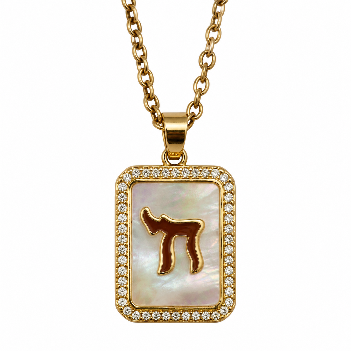 Mother of pearl tablet chai necklace